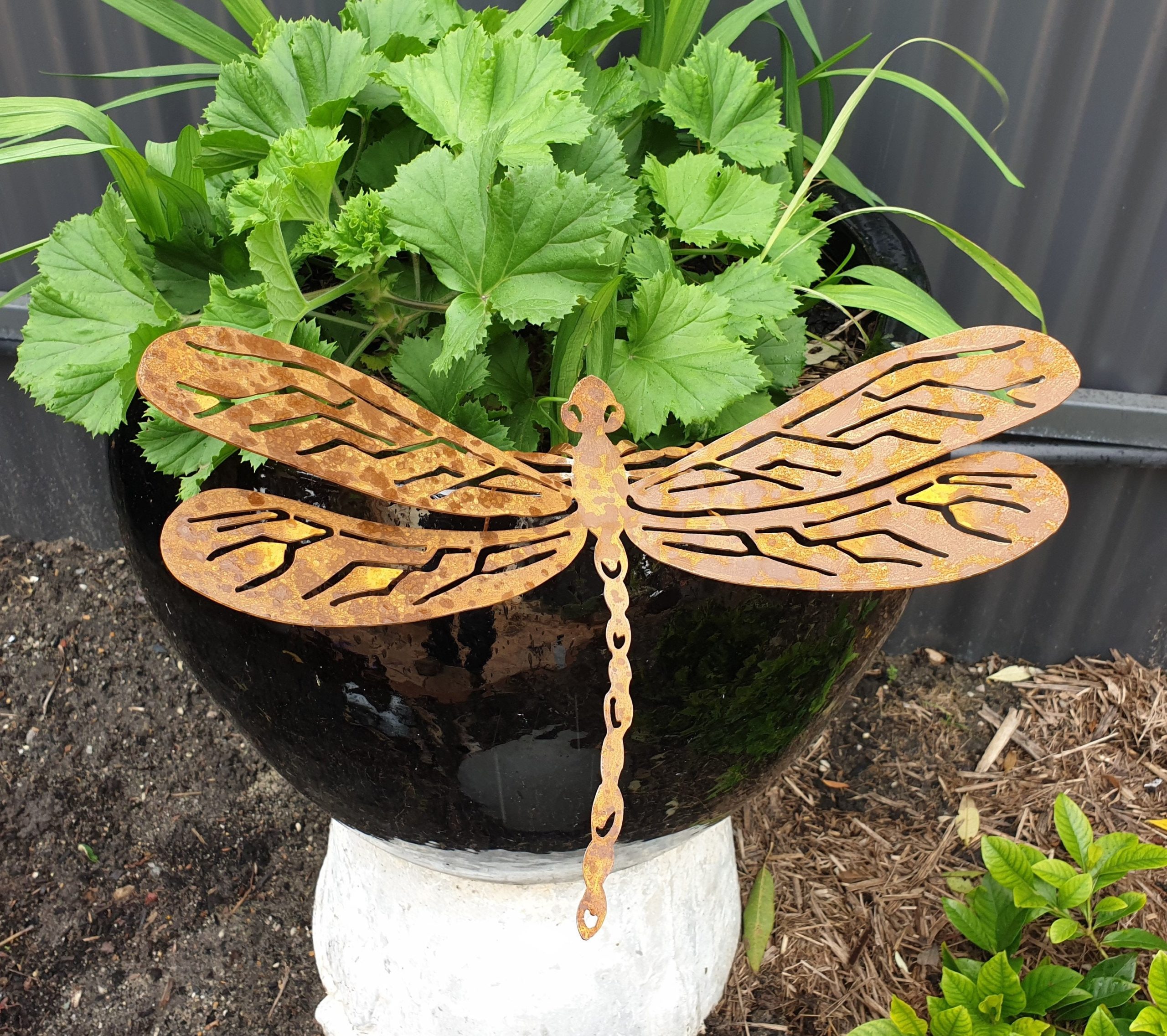 Dragonfly – Garden Art – Rusty Dragonfly – Garden Ornament – Dragonfly ...